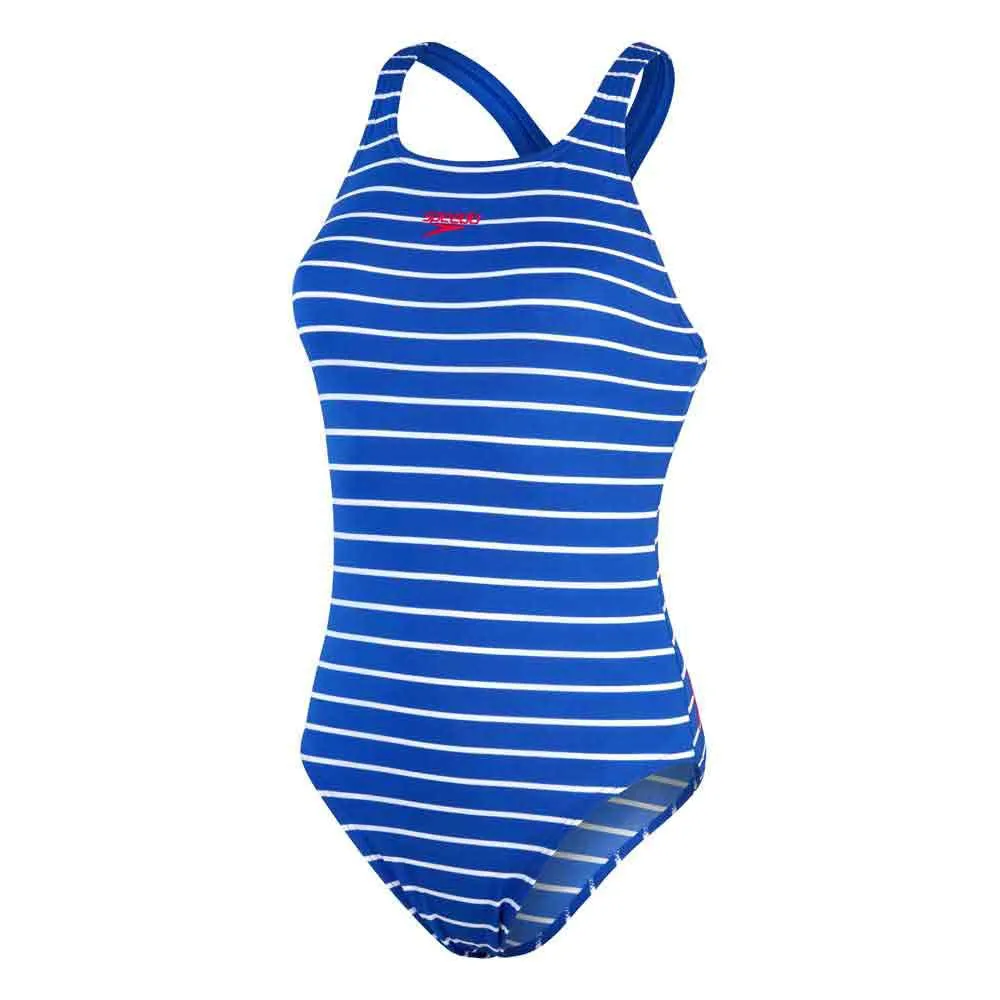Speedo Eco Endurance+ Printed Medalist Badetøy female, Chroma blue / white (fed red branding)