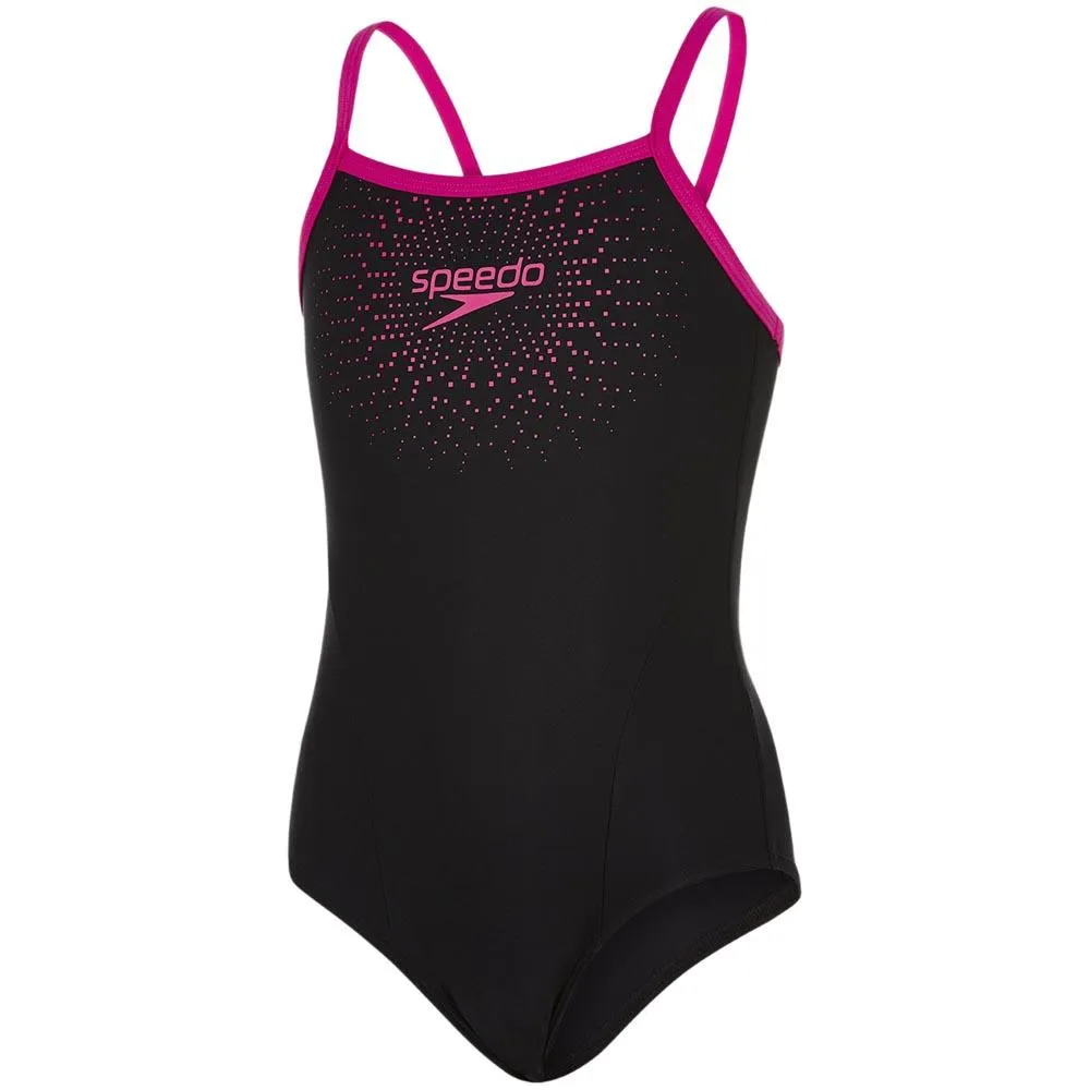 Speedo Gala Logo Muscleback Badetøy female, Black / electric pink, 15-16Y
