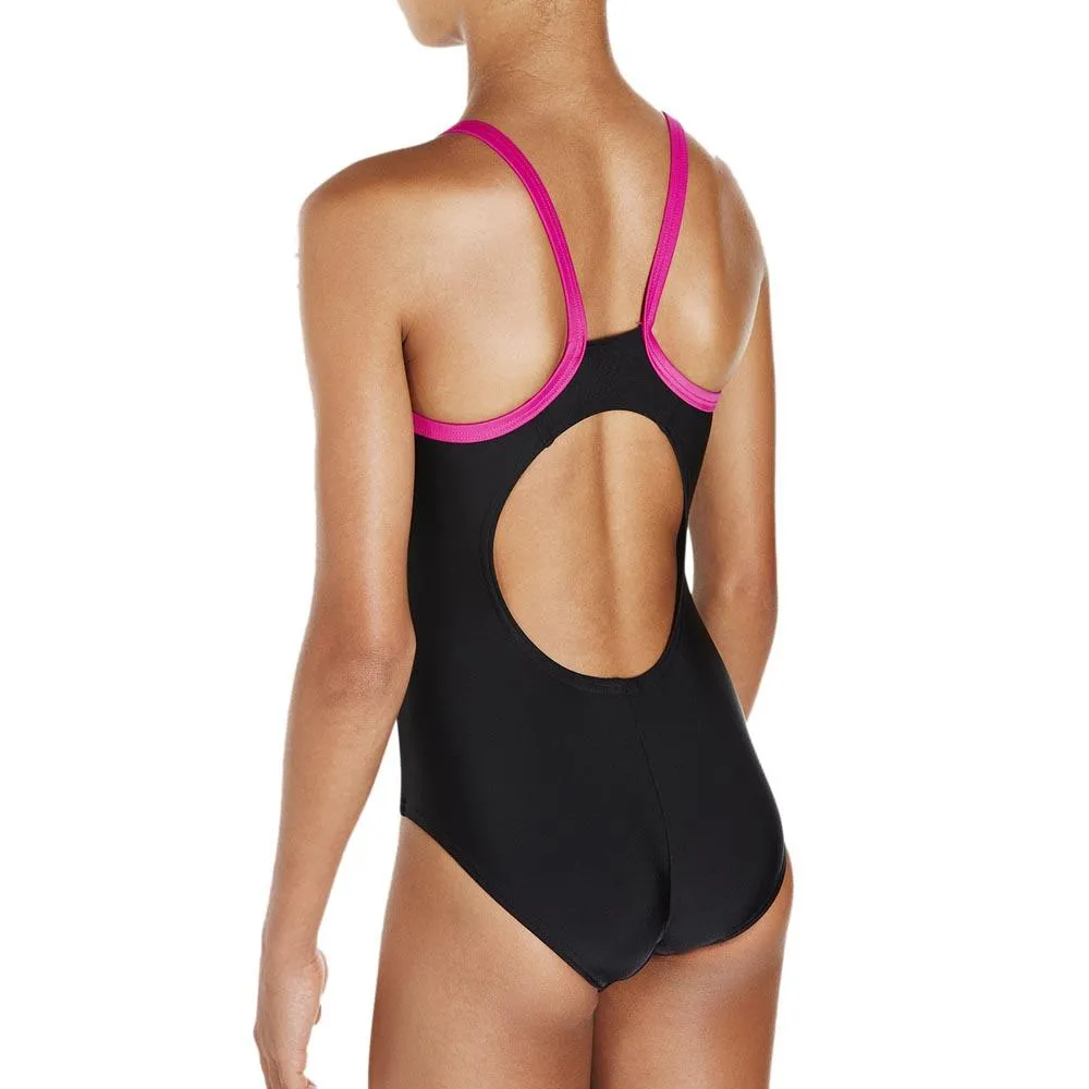 Speedo Gala Logo Muscleback Badetøy female, Black / electric pink, 15-16Y