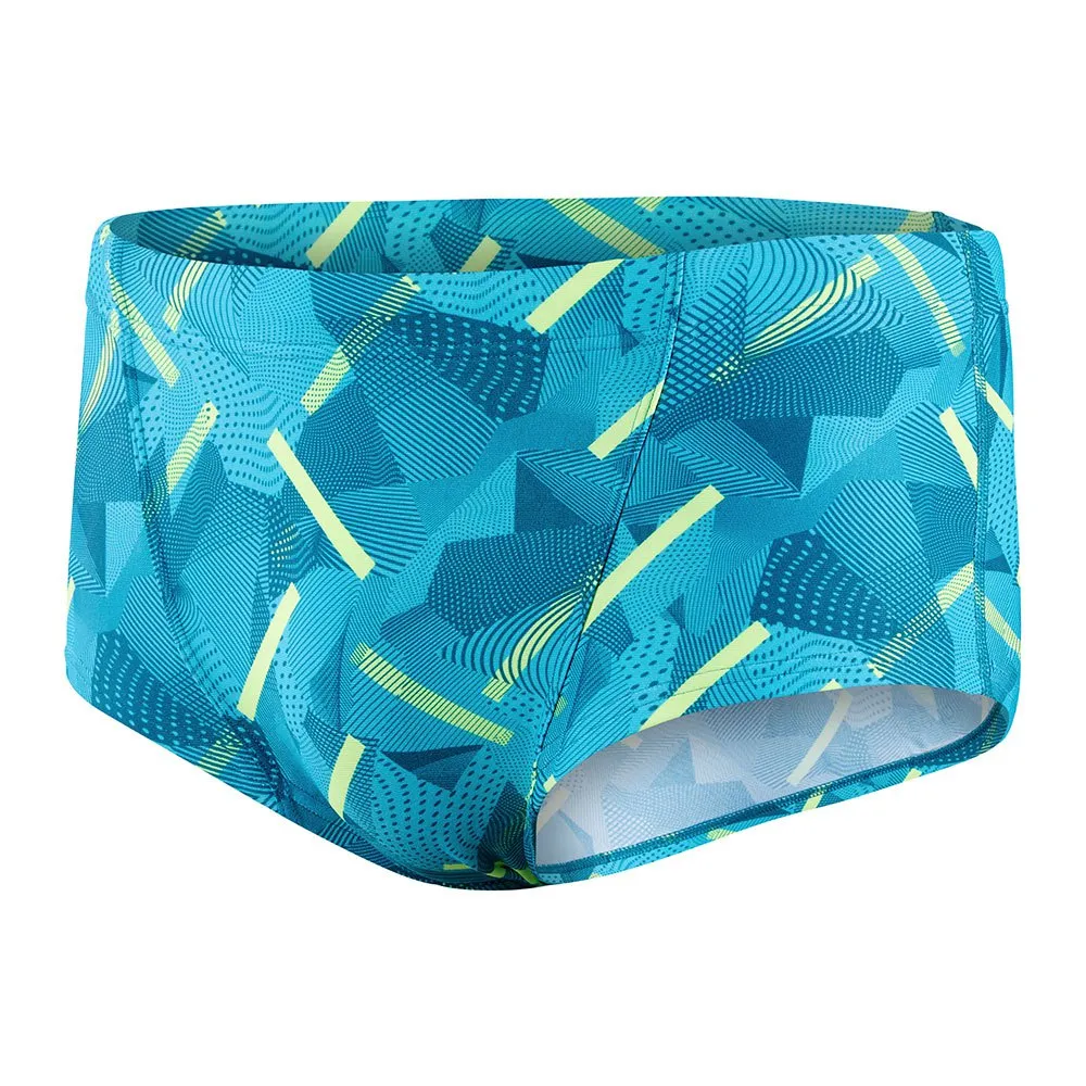 Speedo Geo Stripe V 17 Cm Club Training Allover Badeshorts Boxer male, Nordic teal / adriatic / fluo yellow