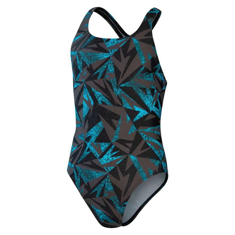Speedo Hyper Boom Allover Medalist Badetøy female, Black / bolt / dove grey, 5-6Y