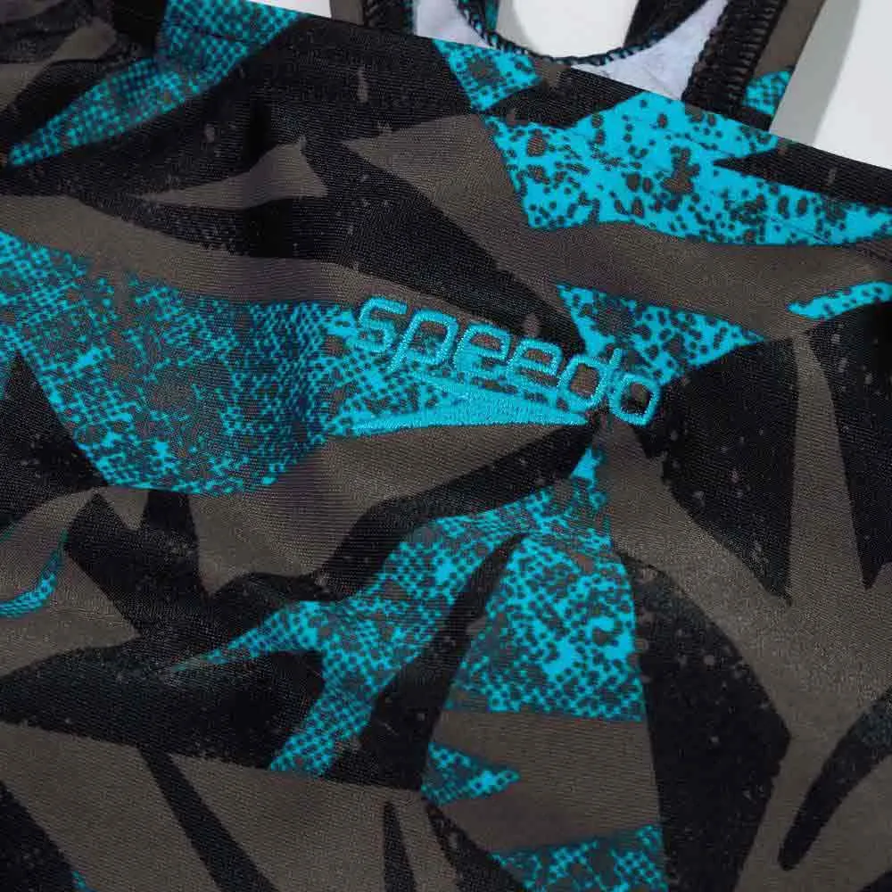 Speedo Hyper Boom Allover Medalist Badetøy female, Black / bolt / dove grey, 5-6Y