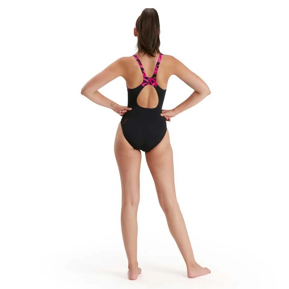 Speedo Hyperboom Splice Muscleback Eco Endurance+ Badetøy female, Black / electric pink / ecstatic pink