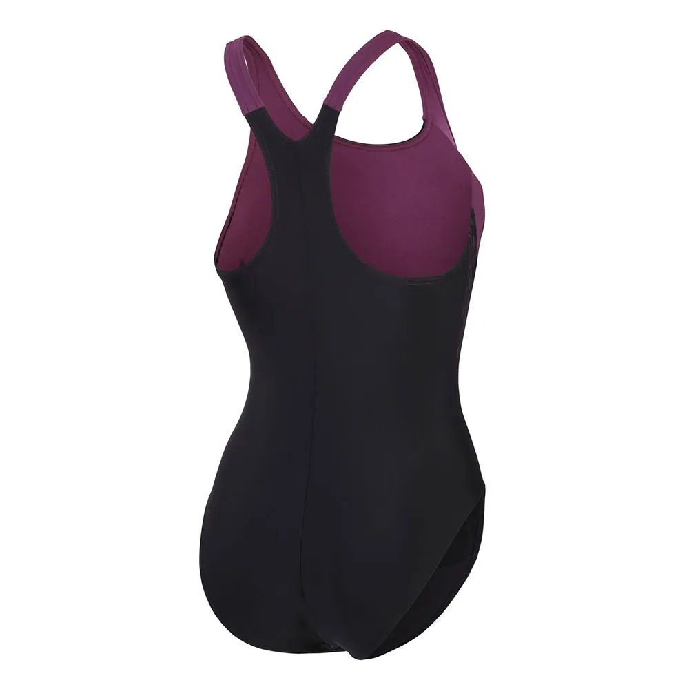 Speedo Hyperboom Splice Racerback Badetøy female, Black / plum dandy