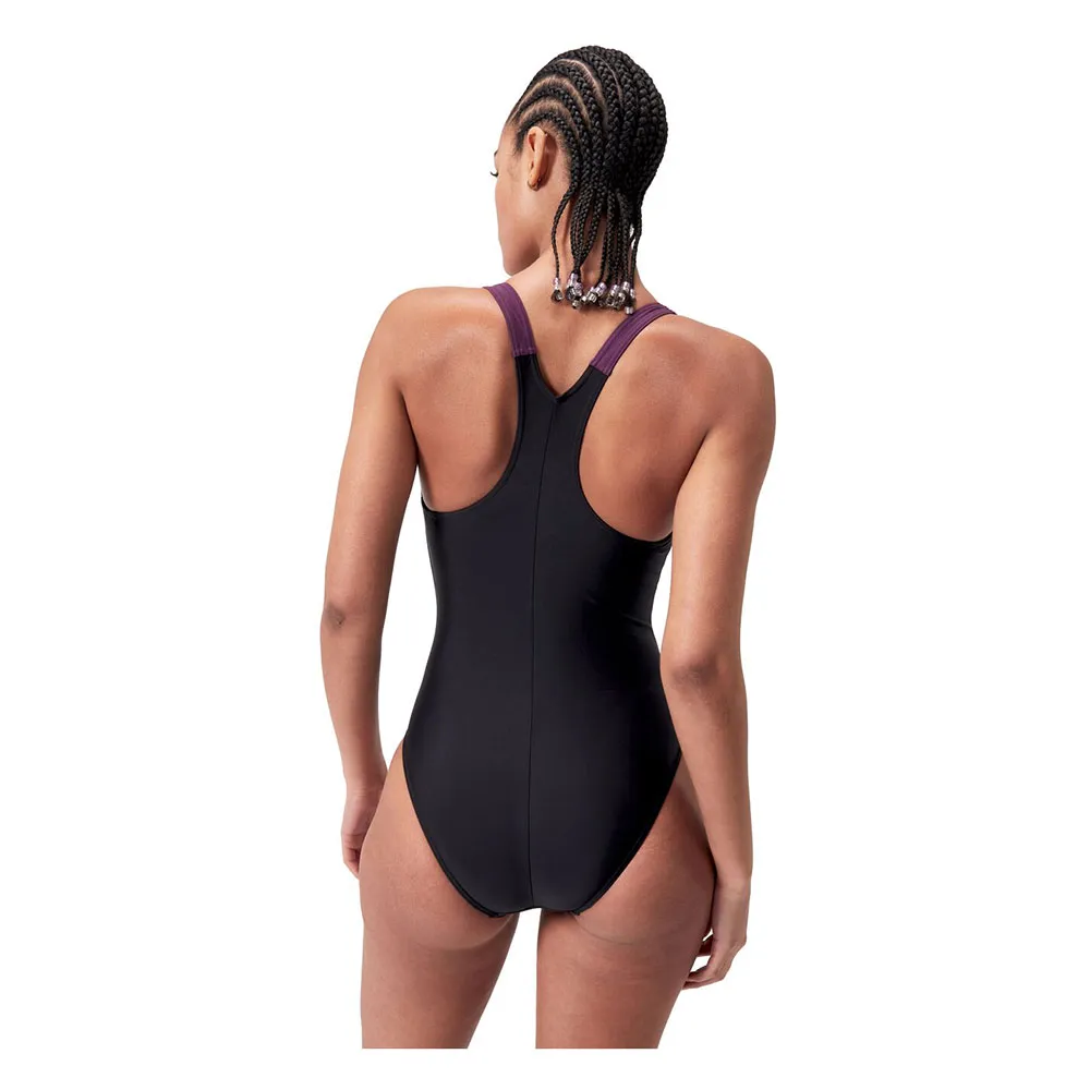 Speedo Hyperboom Splice Racerback Badetøy female, Black / plum dandy