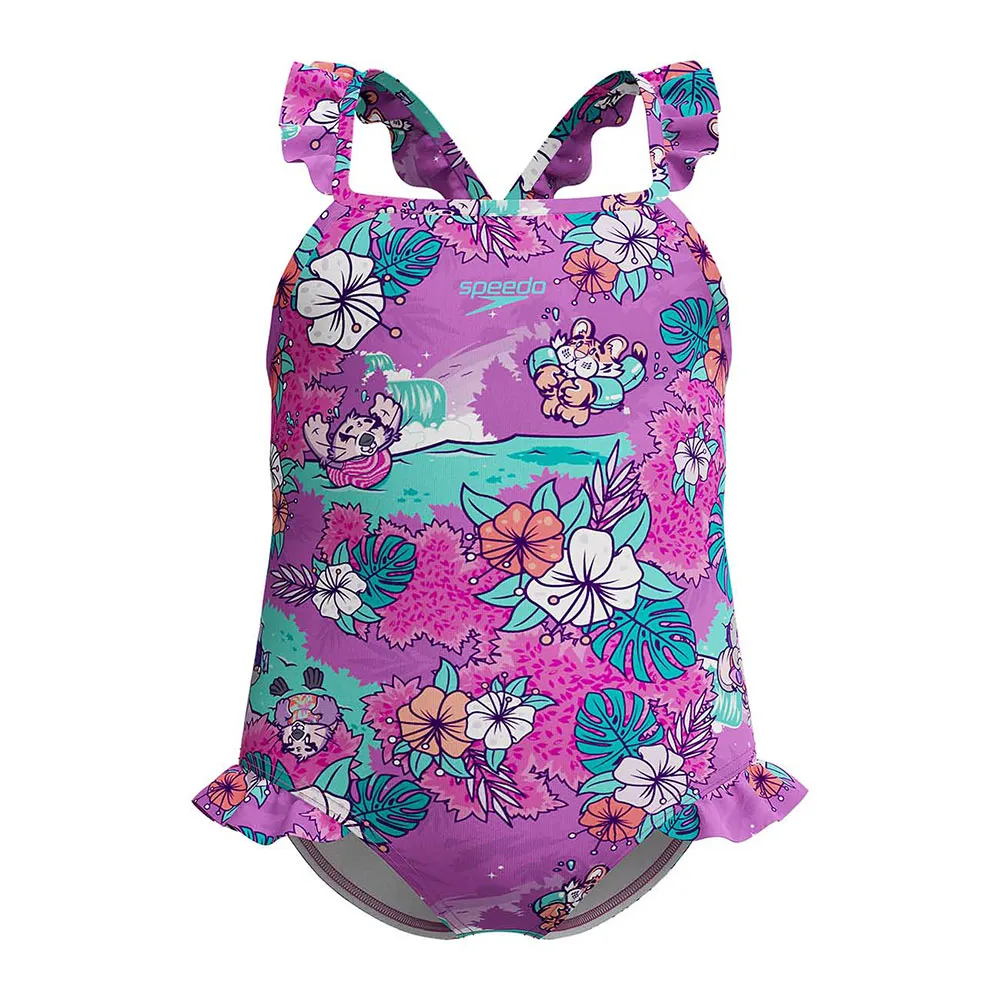 Speedo Learn To Swim Printed Frill Thinstrap Badetøy female Speedo Learn To Swim Printed Frill Thinstrap Badetøy female