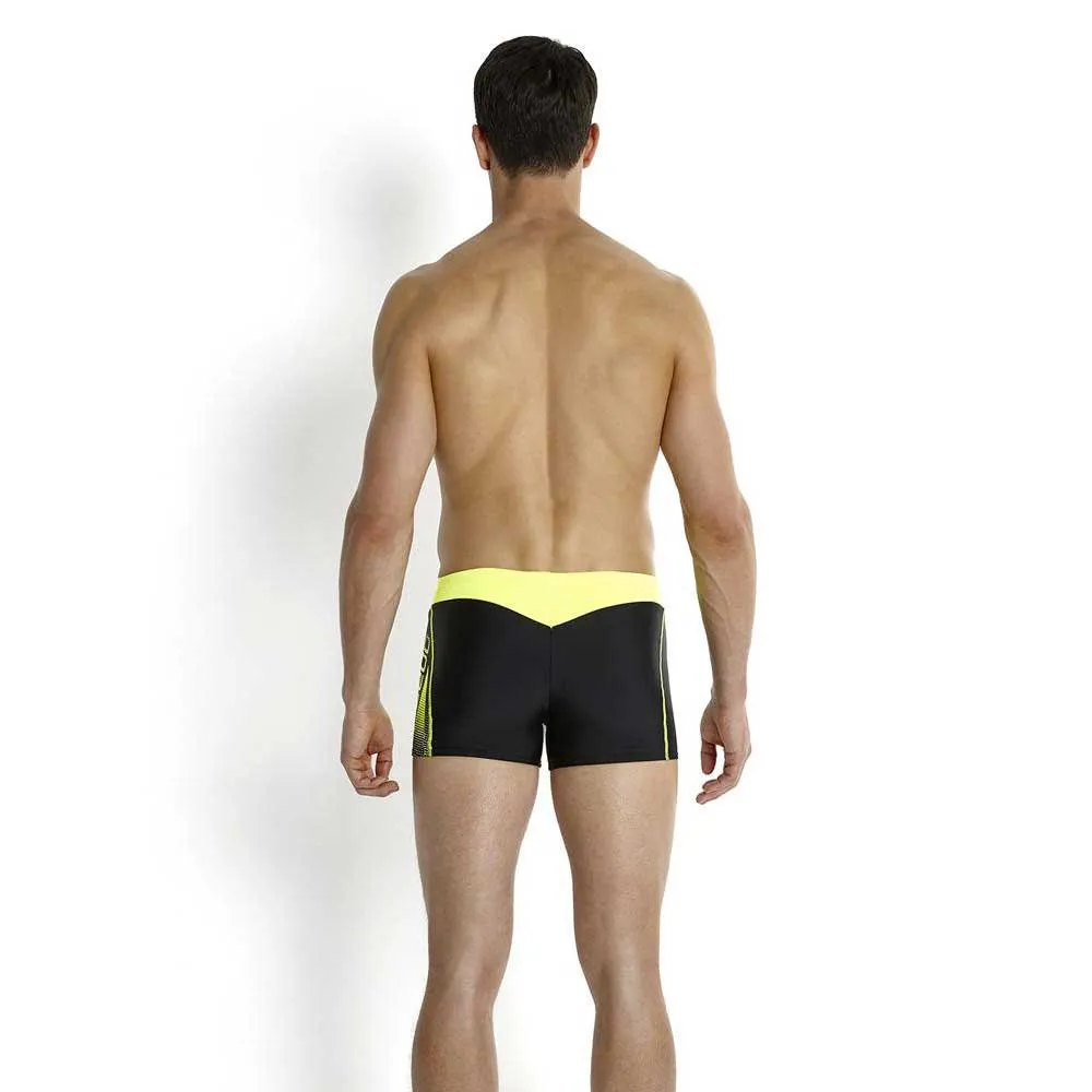 Speedo Logo Panel Badeshorts Boxer male, Black / fluo yellow