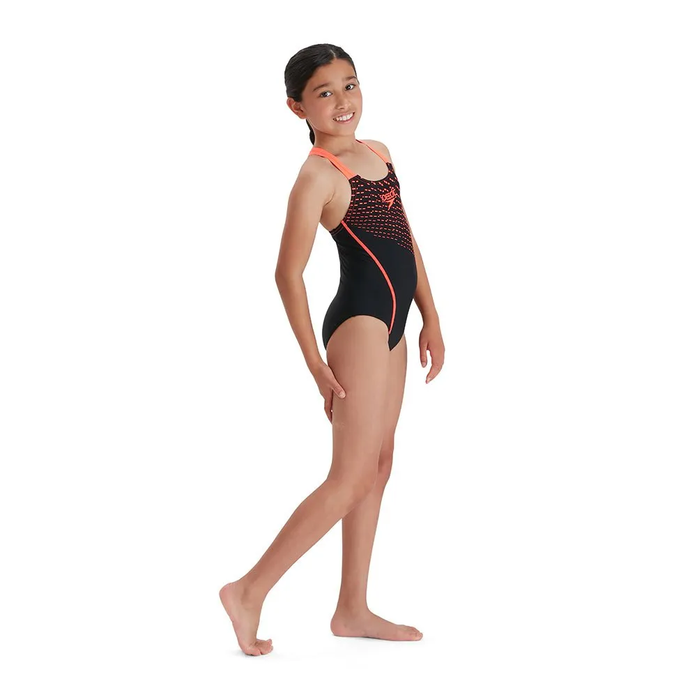 Speedo Medley Logo Medalist Eco Enduraflex Badetøy female, Black / siren red, 5-6Y