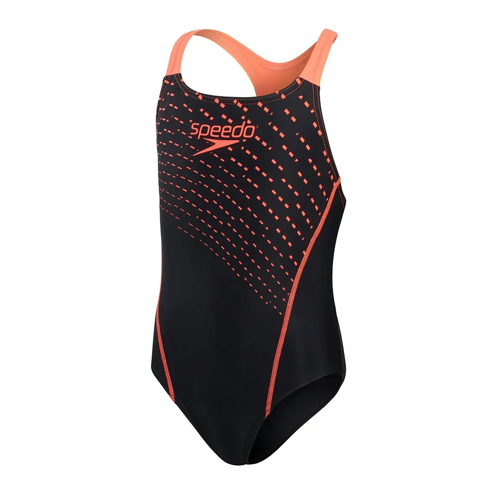 Speedo Medley Logo Medalist Eco Enduraflex Badetøy female, Black / siren red, 5-6Y