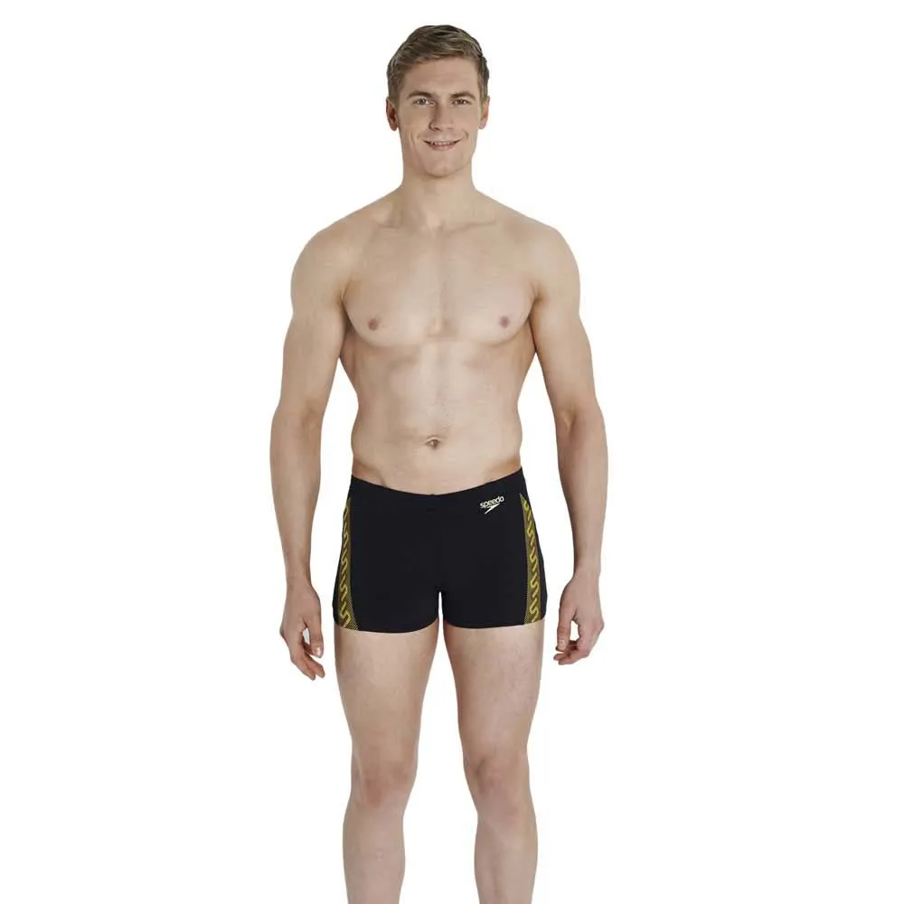 Speedo Monogram Badeshorts Boxer male, Black / global gold