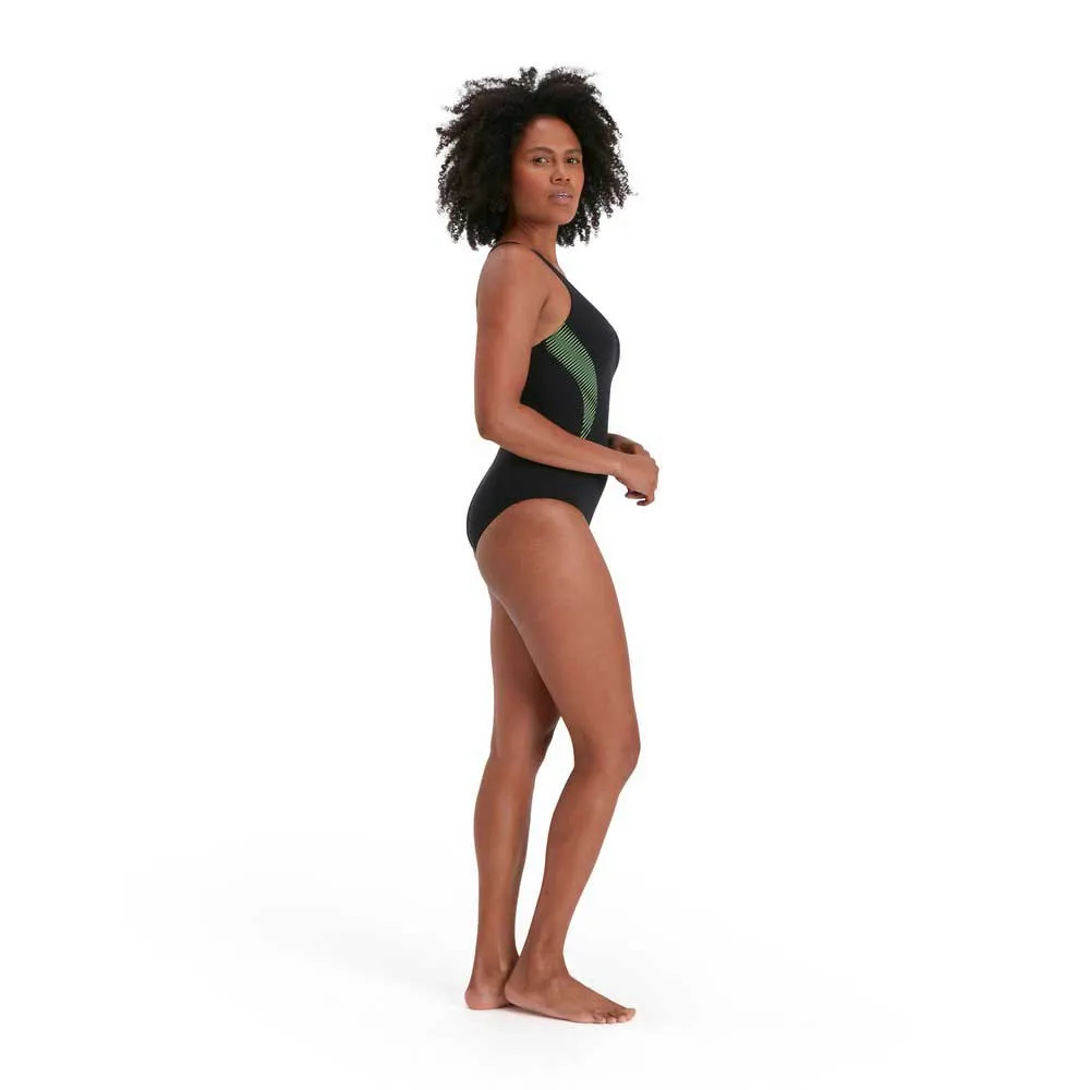 Speedo Placement Muscleback Eco Endurance+ Badetøy female, Black / tile / atomic