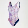 Speedo Printed Logo Deep U-back Mastektomi-badedrakt Med Lomme female, Miami lilac / soft coral / white