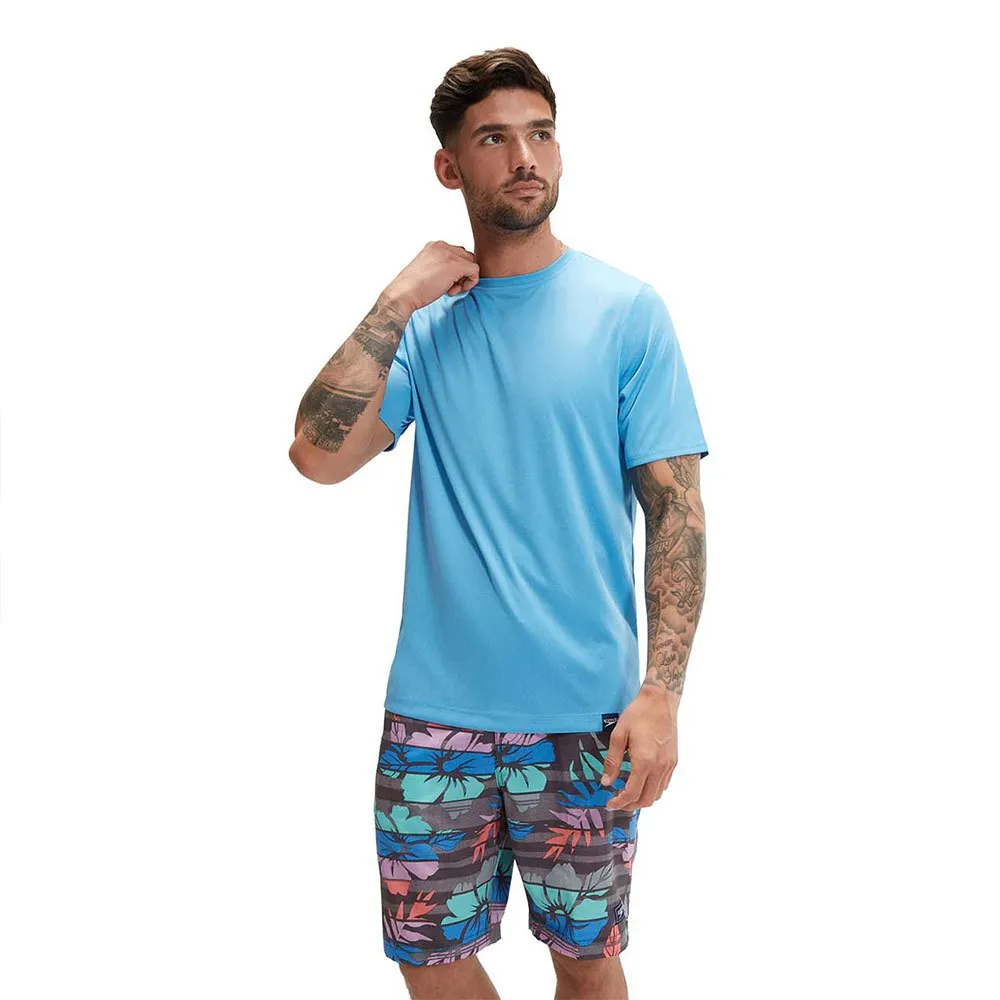 Speedo Printed Uv-beskyttende T-skjorte Med Korte Ermer unisex, Tranquil blue, M