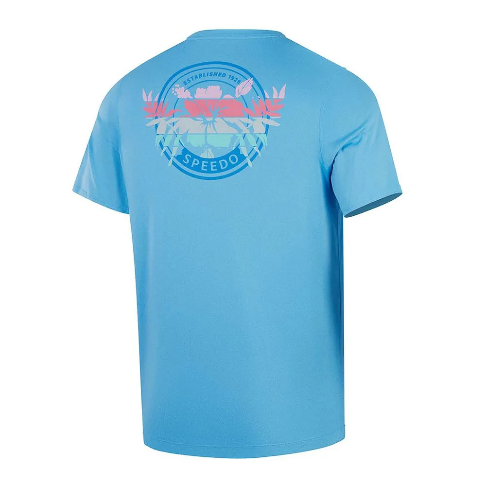 Speedo Printed Uv-beskyttende T-skjorte Med Korte Ermer unisex, Tranquil blue, M
