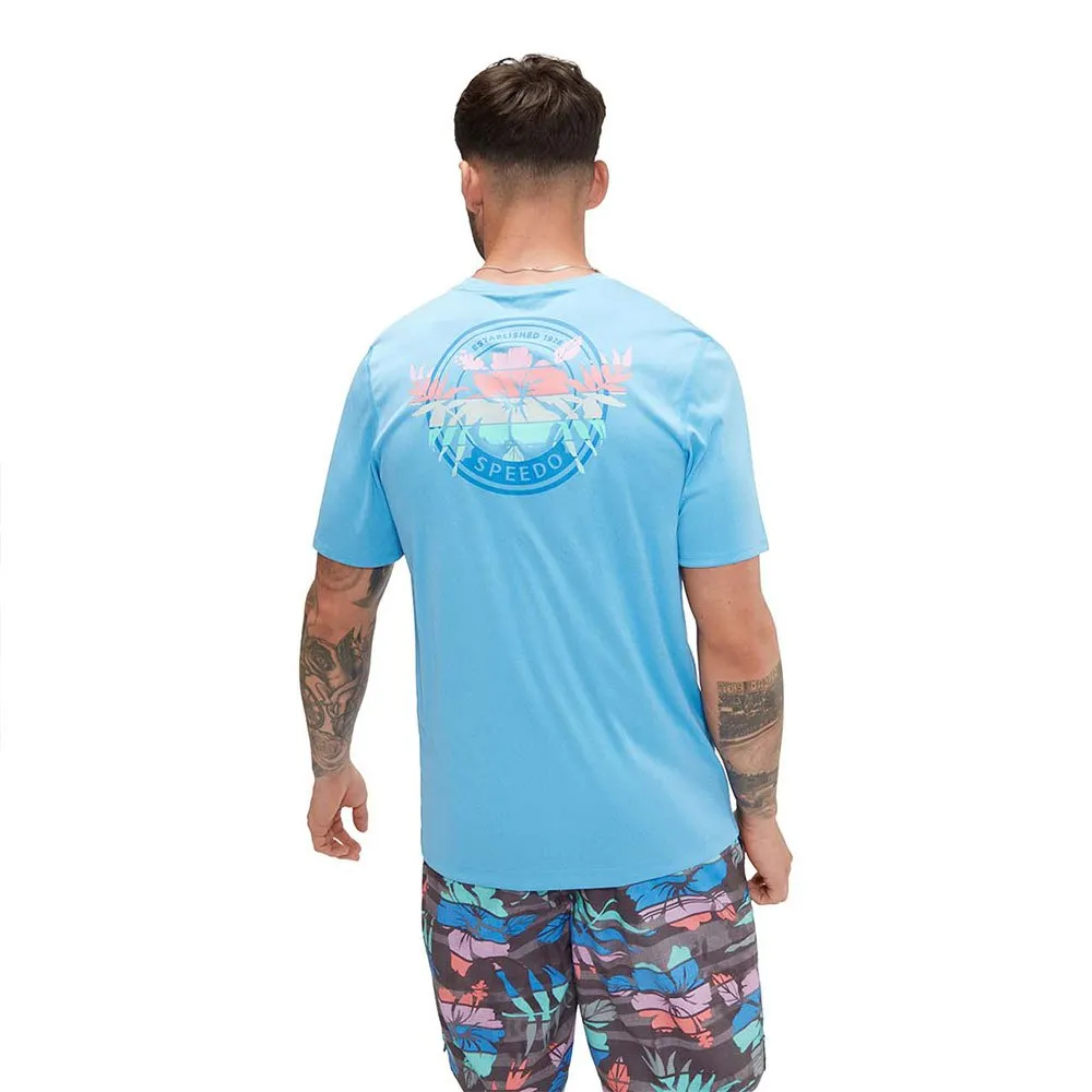 Speedo Printed Uv-beskyttende T-skjorte Med Korte Ermer unisex, Tranquil blue, M