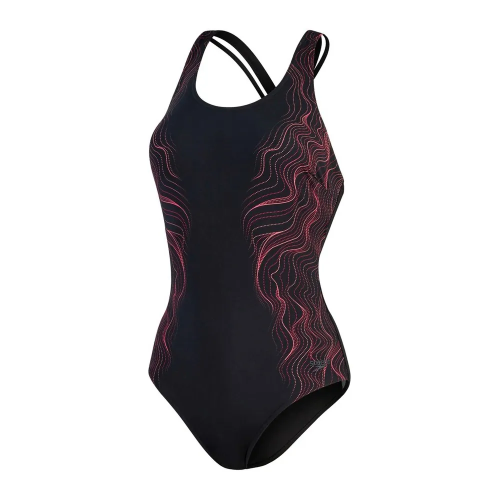 Speedo Shaping Calypso Printed Badetøy female, Black / cherry / cinder rose Speedo Shaping Calypso Printed Badetøy female, Black / cherry / cinder rose