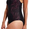 Speedo Shaping Calypso Printed Badetøy female, Black / cherry / cinder rose