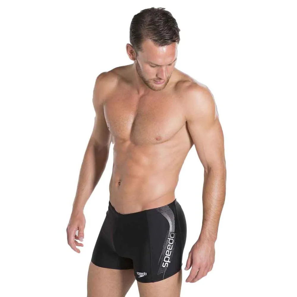 Speedo Sports Logo Panel Badeshorts Boxer male, Black / white