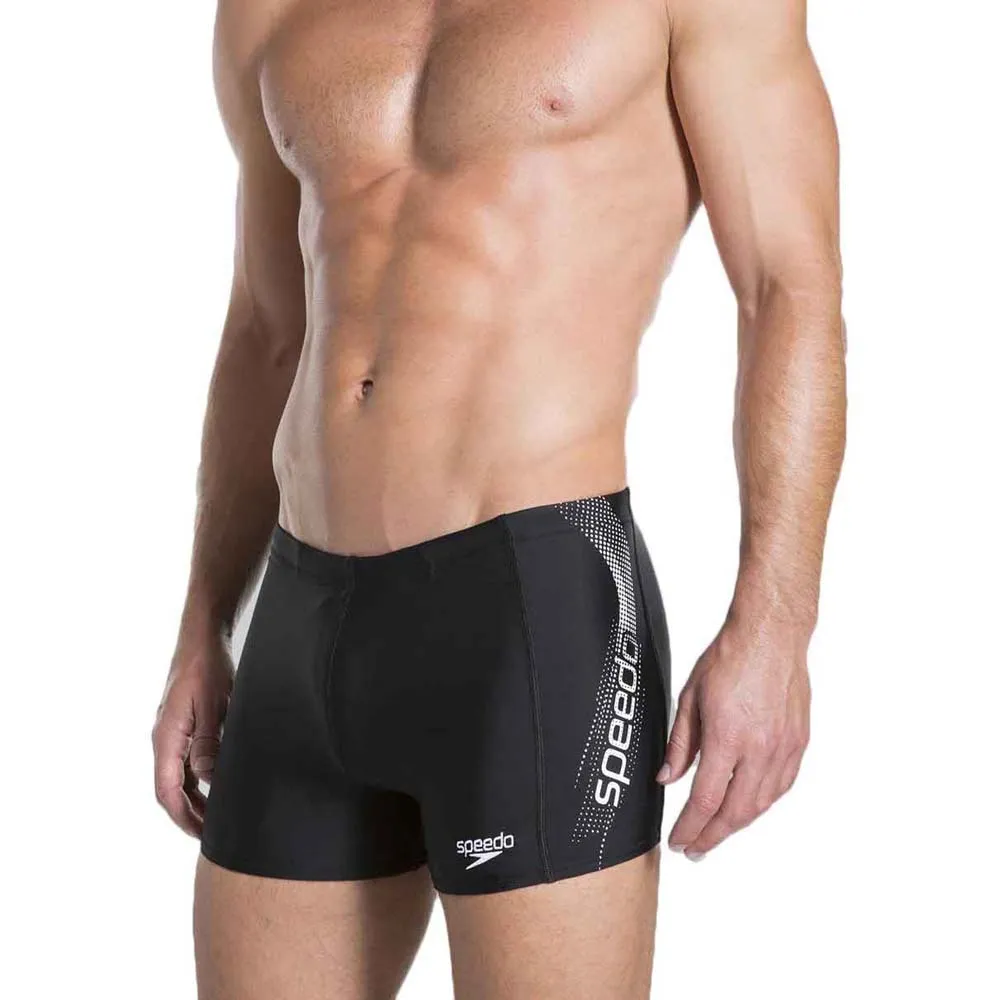 Speedo Sports Logo Panel Badeshorts Boxer male, Black / white
