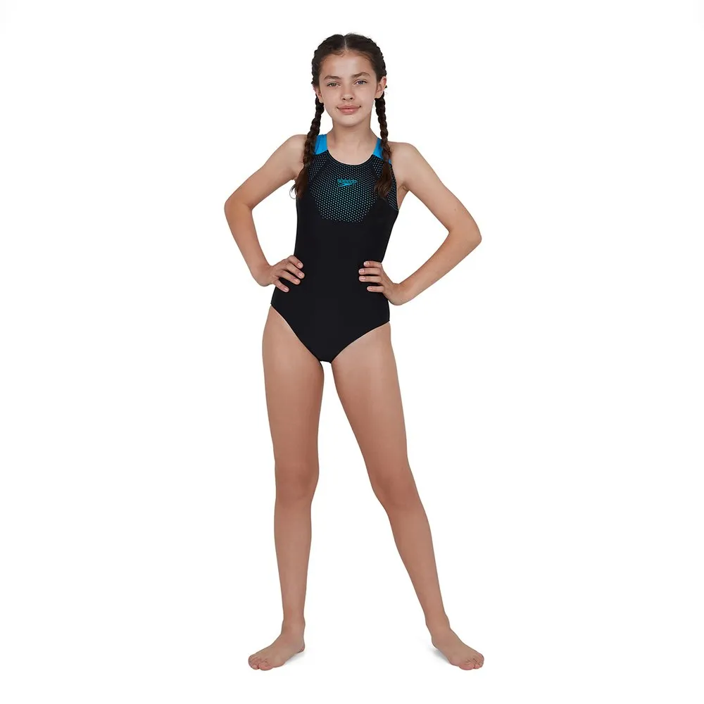Speedo Tech Placement Muscleback Badetøy female, Black / pool, 5-6Y Speedo Tech Placement Muscleback Badetøy female, Black / pool, 5-6Y