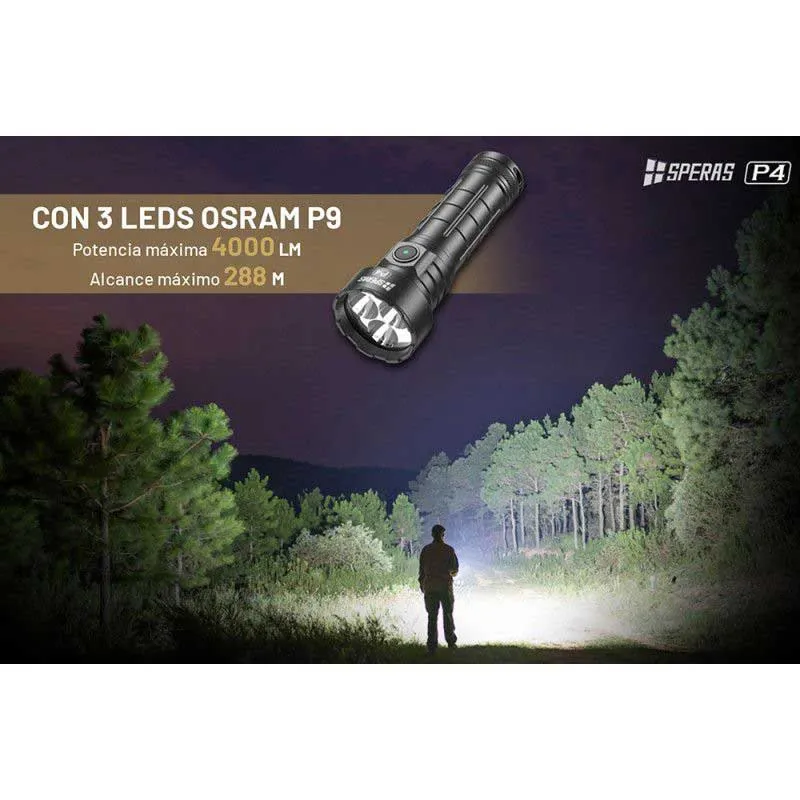 Speras P4 Osram Lommelykt, Black, 4000 Lysstyrker Speras P4 Osram Lommelykt, Black, 4000 Lysstyrker