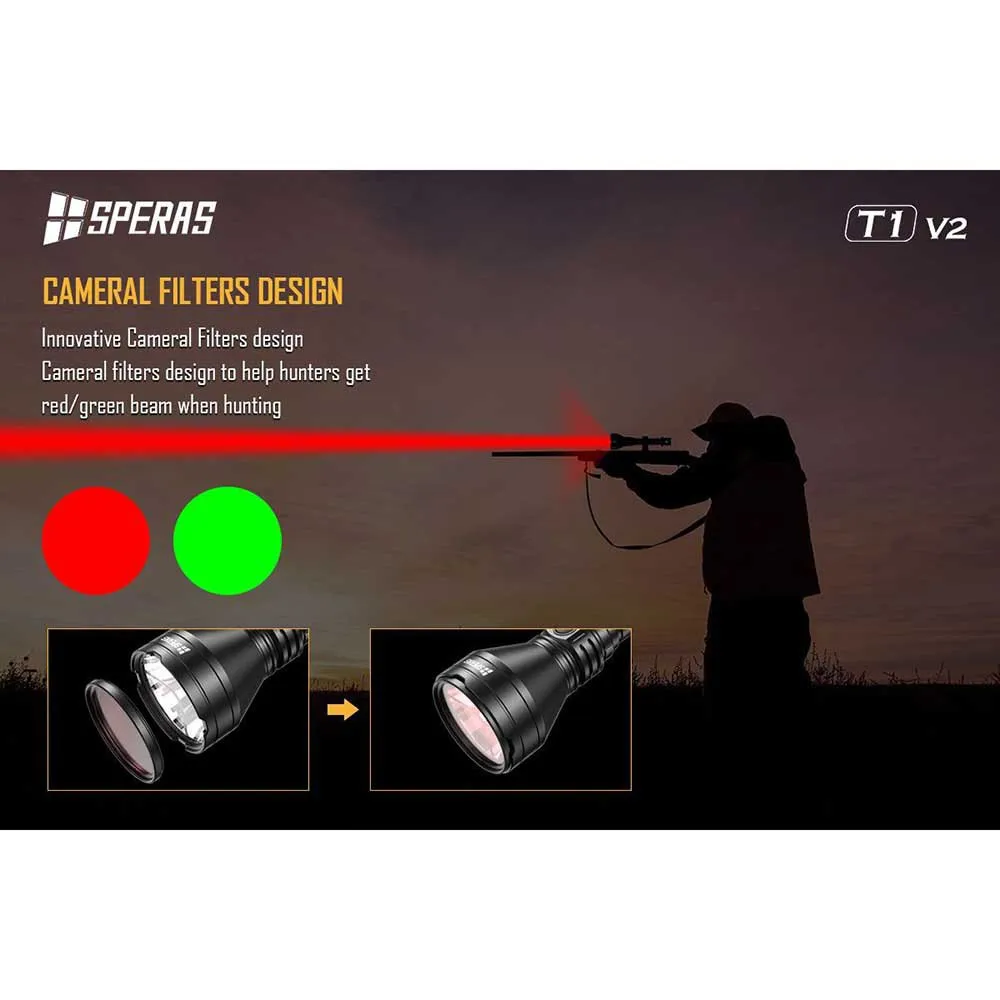 Speras T1k Red/green Hunting Kit Lommelykt, Black, 1200 Lysstyrker Speras T1k Red/green Hunting Kit Lommelykt, Black, 1200 Lysstyrker