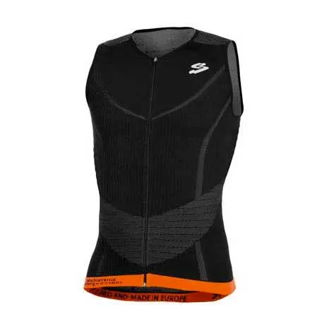 Spiuk Long Distance Ermeløs Triatlontrøye, Black / orange, XS/S Spiuk Long Distance Ermeløs Triatlontrøye, Black / orange, XS/S