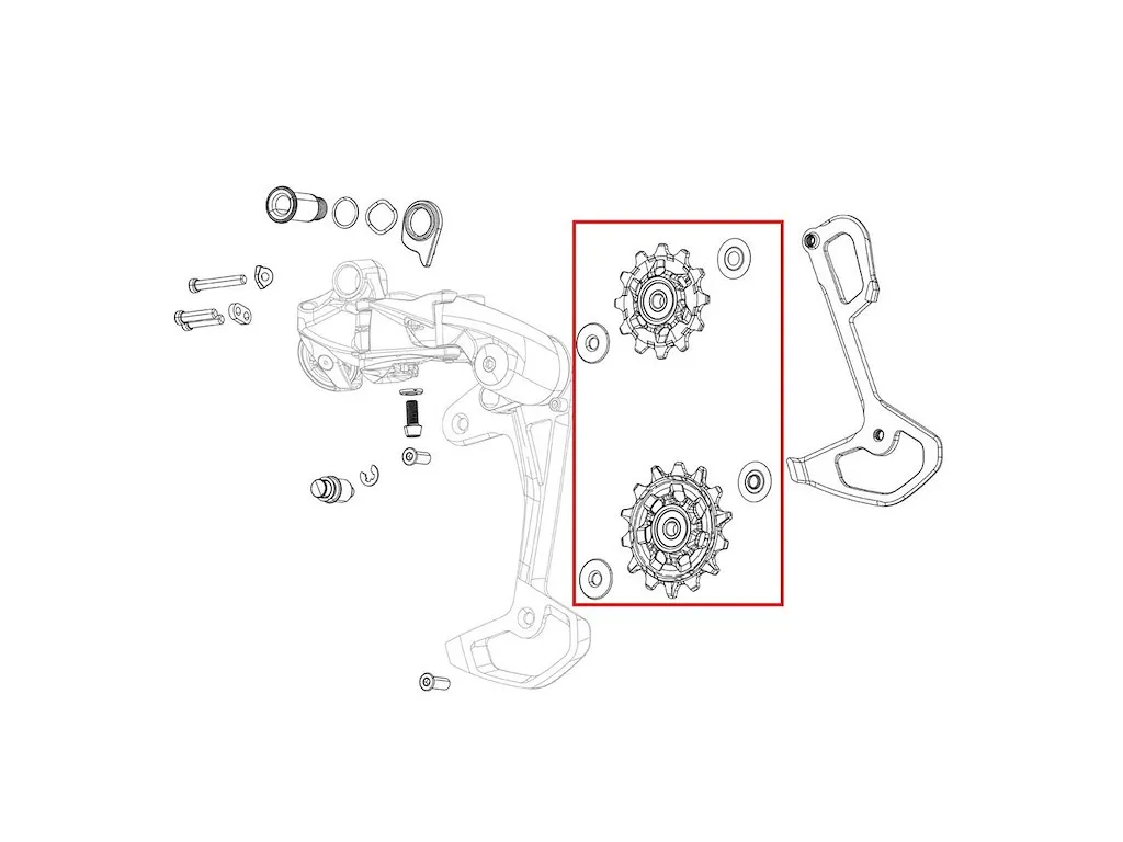 SRAM Force AXS E1 pulley kit, Svart
