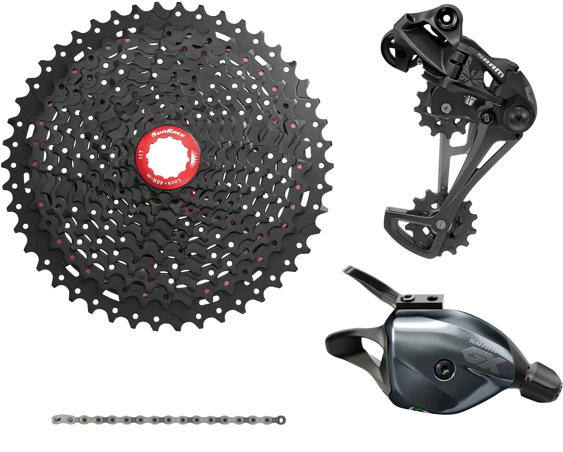 SRAM /Sunrace 12-Speed gruppe til vanlige. body 11-50T Sort/Grå