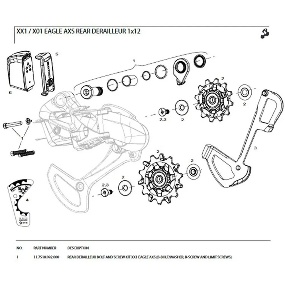 SRAM Xx1 Eagle Axs 11.7518.092.000 Stabilisatoraggregat, Silver, One Size