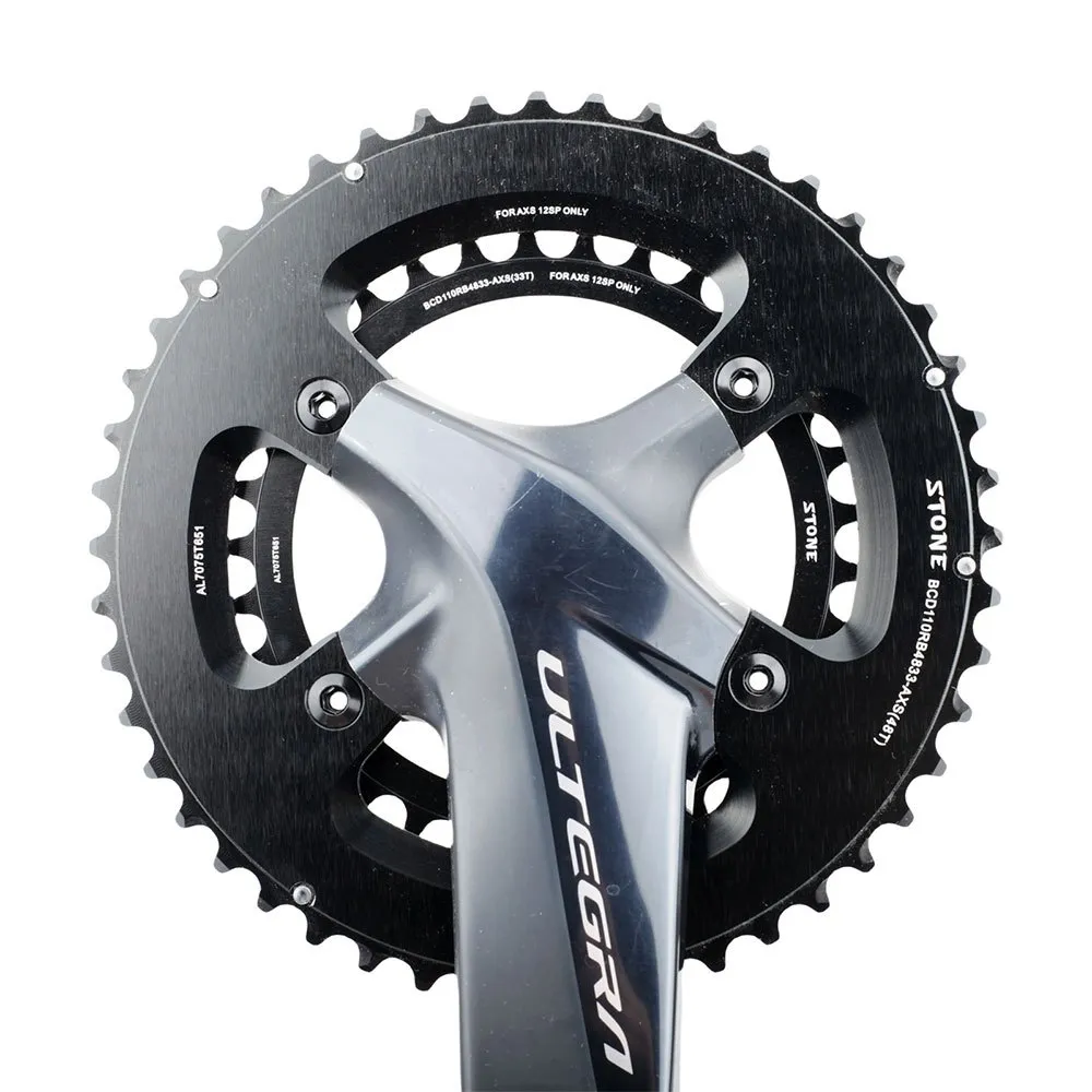 Stone Shimano 2x/sram Flat Top 110 Bcd Kjettingring, Black, 48-33t