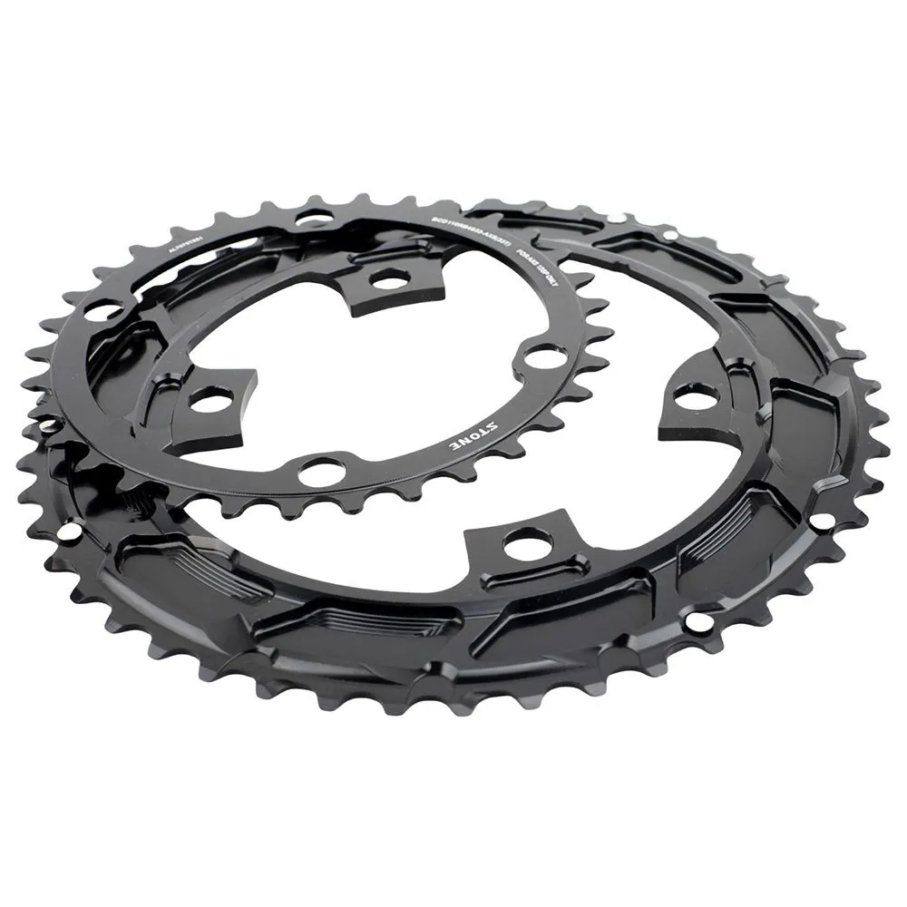 Stone Shimano 2x/sram Flat Top 110 Bcd Kjettingring, Black, 48-33t