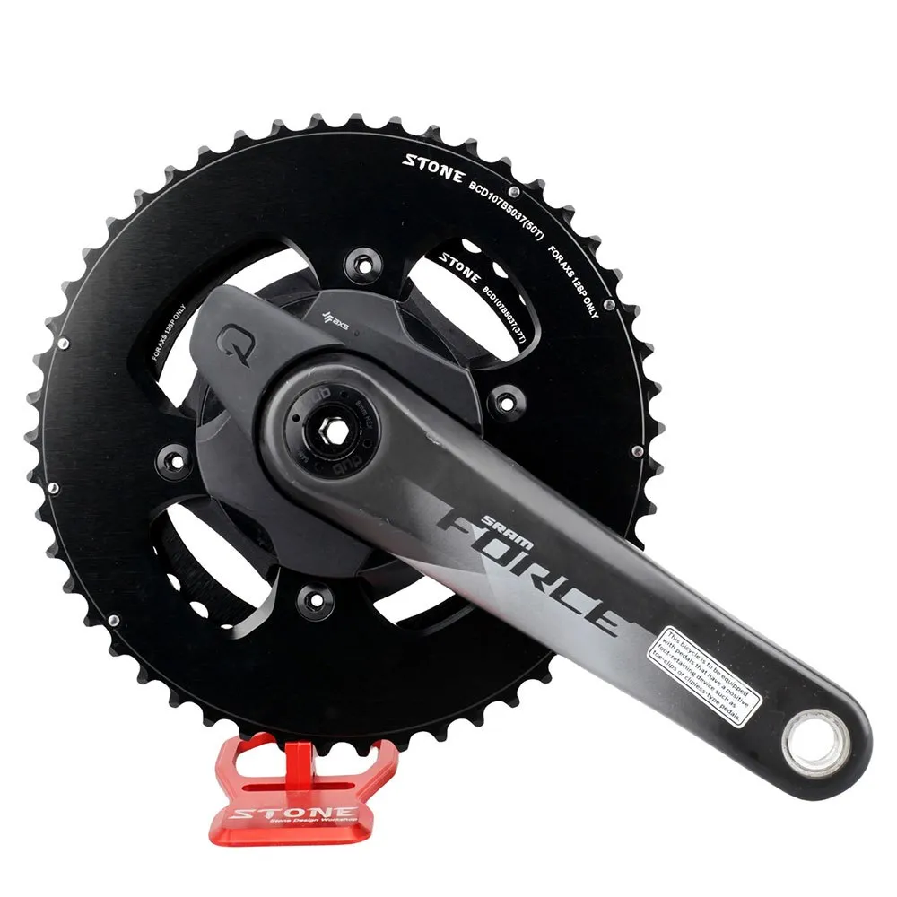 Stone Sram Force 2x Flat Top 107 Bcd Kjettingring Refurbished, Black, 46-33t