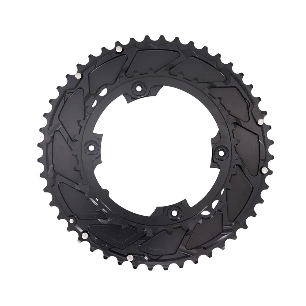 Stone Sram Force 2x Flat Top 107 Bcd Kjettingring Refurbished, Black, 46-33t
