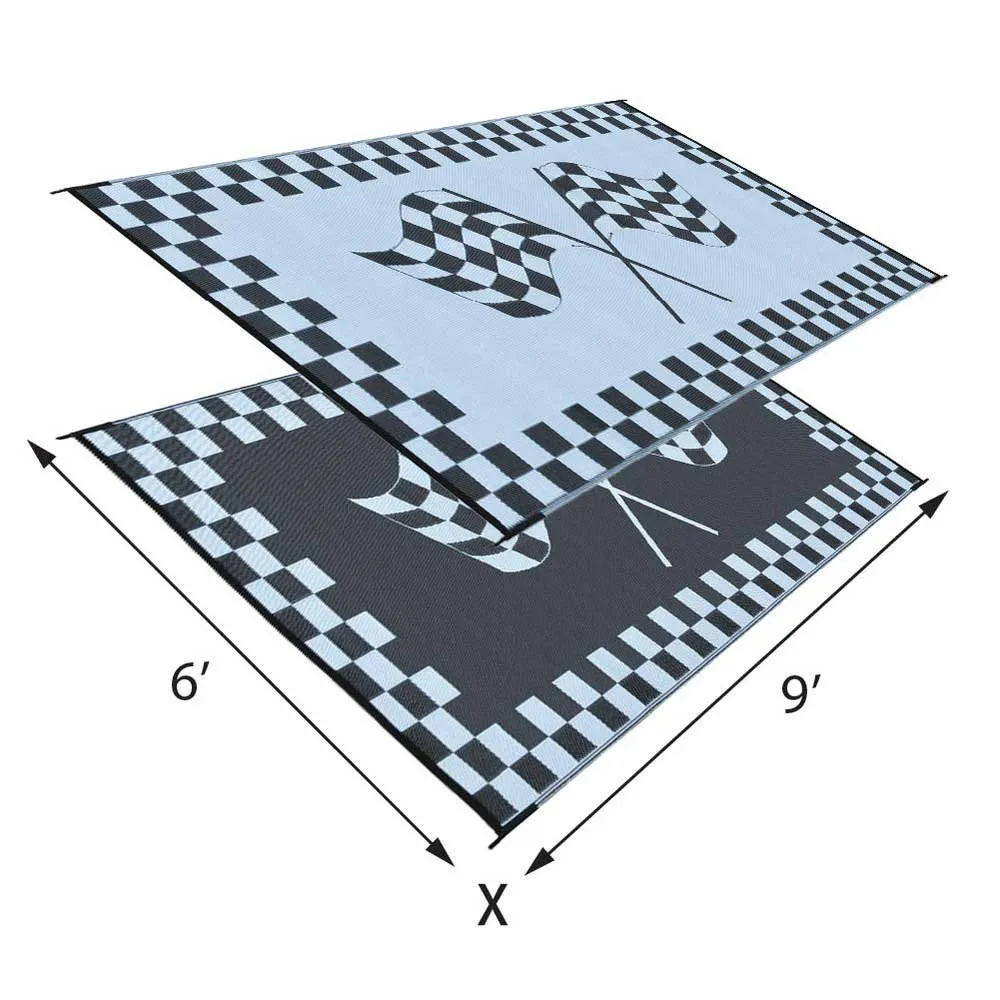 Stylish Camping Racing Flag Matte, Black / white, 1.82 x 2.74m