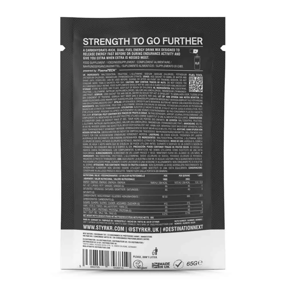 Styrkr Mix60 Dual-carb Energidrikk Enkeltdoseboks 65g 12 Enheter, Black / silver, One Size