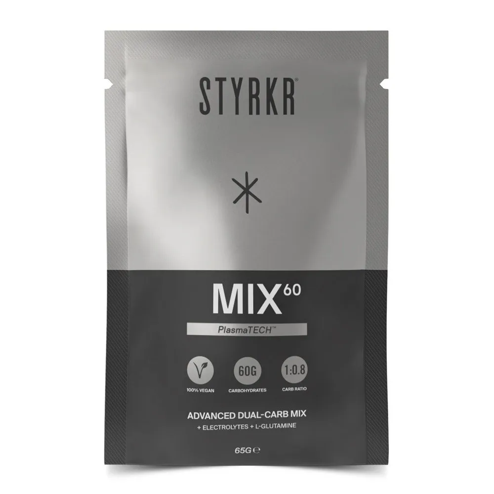 Styrkr Mix60 Dual-carb Energidrikk Enkeltdoseboks 65g 12 Enheter, Black / silver, One Size