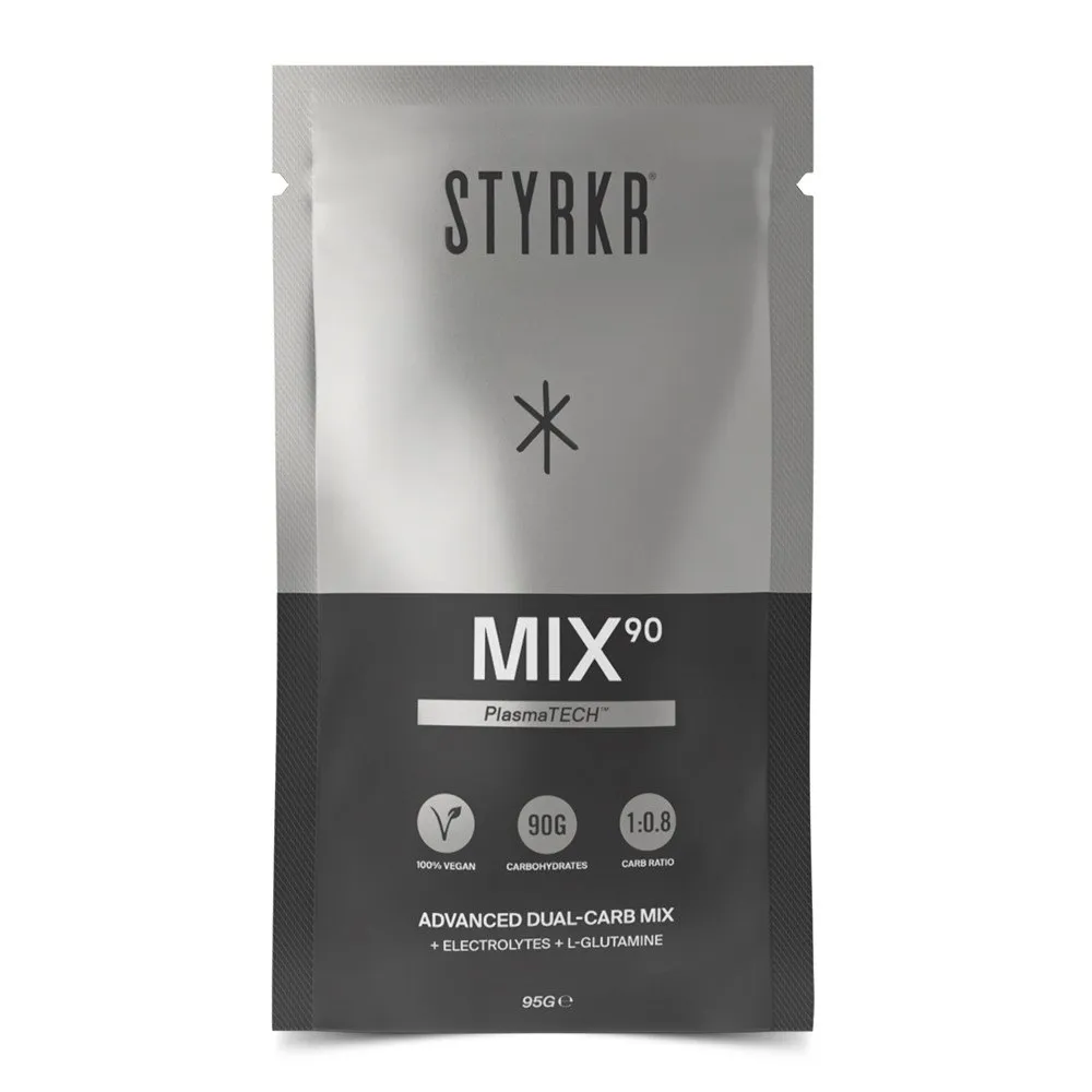 Styrkr Mix90 Dual-carb Energidrikk Enkeltdoseboks 95g 12 Enheter, Black / silver, One Size