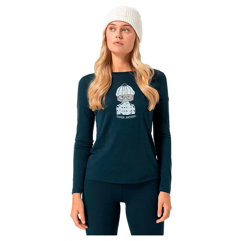 super.natural Snow Cat Langarmet T-skjorte, Blueberry / various