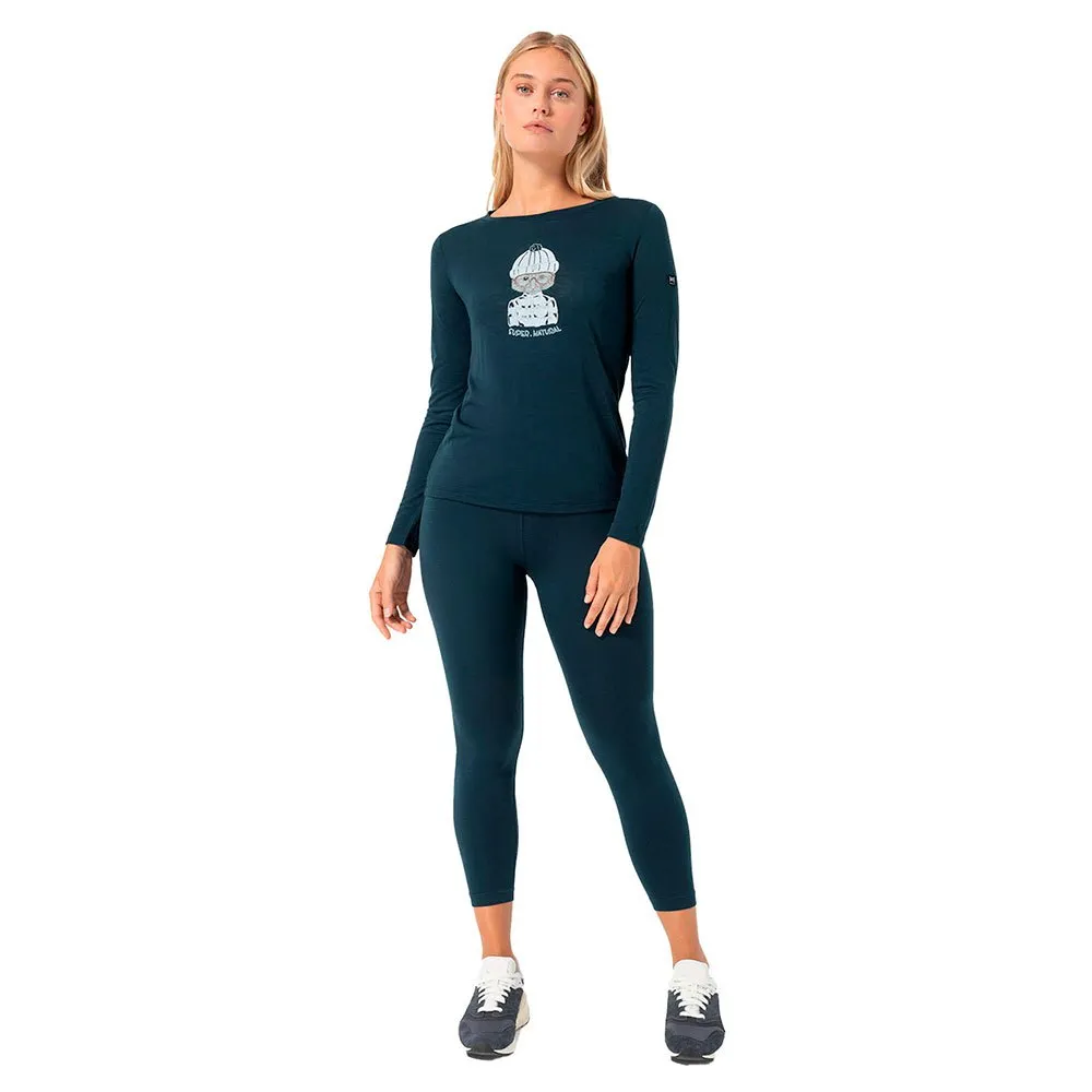 super.natural Snow Cat Langarmet T-skjorte, Blueberry / various