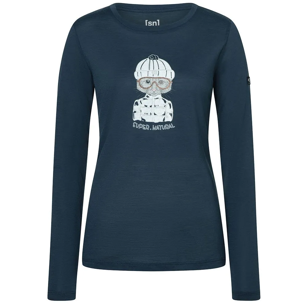 super.natural Snow Cat Langarmet T-skjorte, Blueberry / various