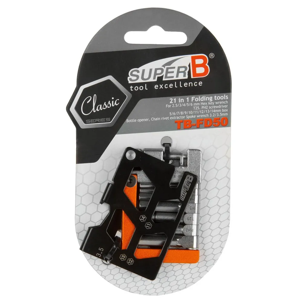 SuperB Tb-fd50 21 In 1 Folding Multiverktøy, Black / grey / orange, One Size