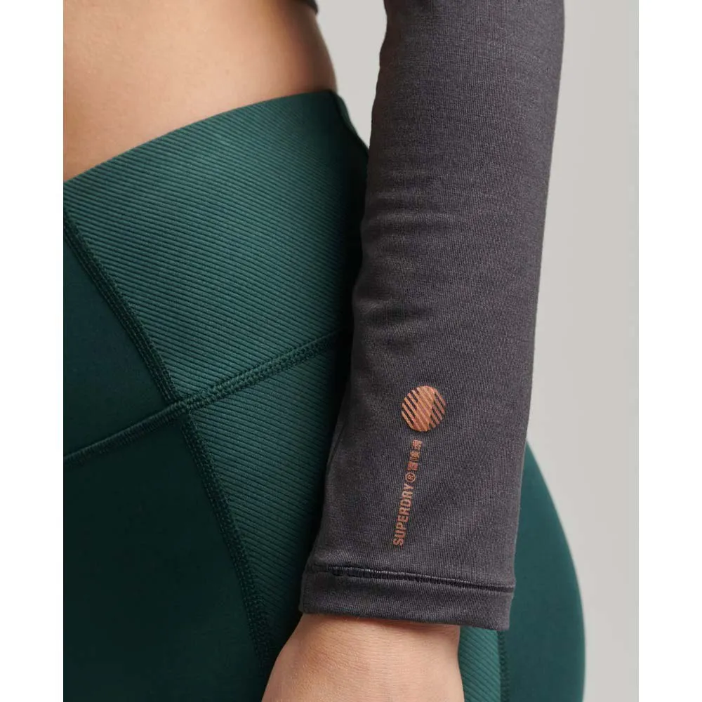 Superdry Flex Wrap Langarmet T-skjorte female, Dark charcoal