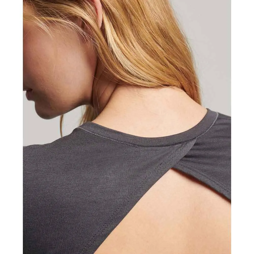 Superdry Flex Wrap Langarmet T-skjorte female, Dark charcoal