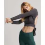 Superdry Flex Wrap Langarmet T-skjorte female, Dark charcoal