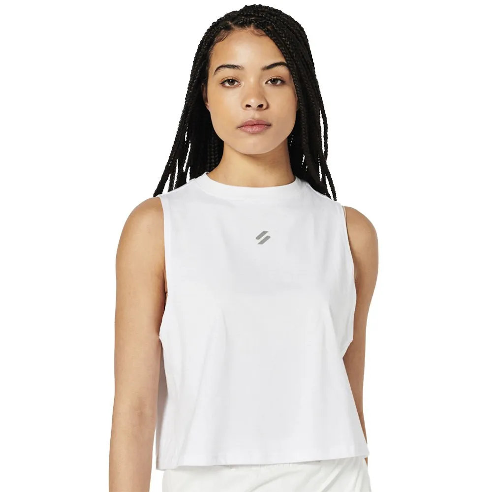 Superdry Run Cropped Loose Ermeløs T-skjorte female Superdry Run Cropped Loose Ermeløs T-skjorte female