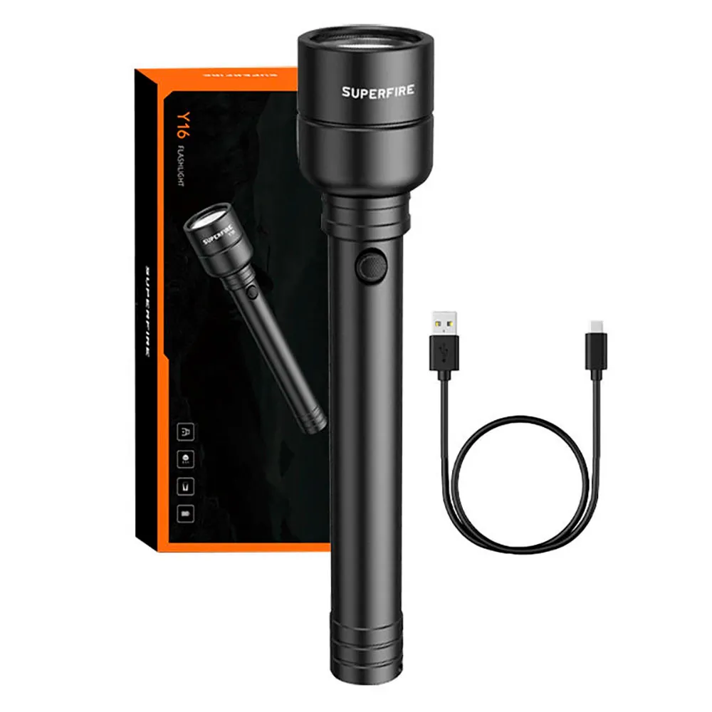 Superfire Y16 1700lm Usb-c Lommelykt, Black, One Size Superfire Y16 1700lm Usb-c Lommelykt, Black, One Size