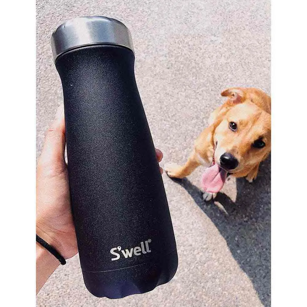 S'well Black Onyx 470ml Wide Mouth Traveler Termosflaske, Black, One Size