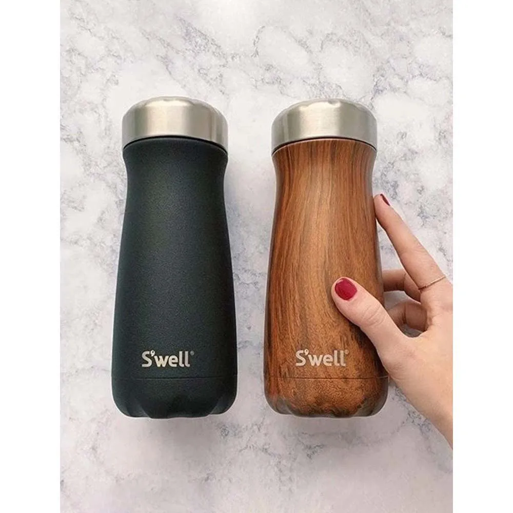 S'well Black Onyx 470ml Wide Mouth Traveler Termosflaske, Black, One Size