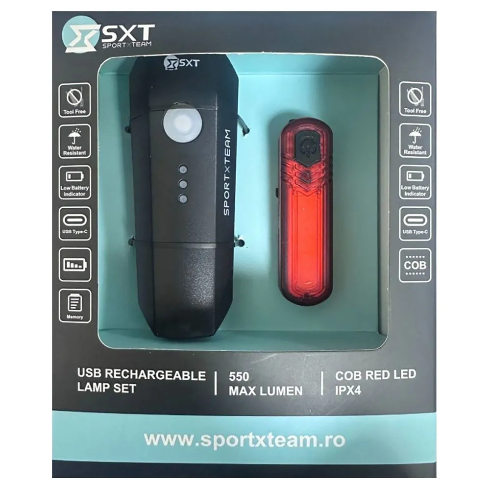 SXT 550l-10c Usb Sykkellyktesett, Black, 550 Lysstyrker SXT 550l-10c Usb Sykkellyktesett, Black, 550 Lysstyrker